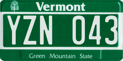 VT license plate YZN043