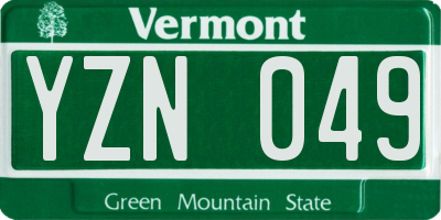 VT license plate YZN049