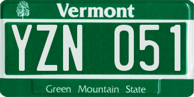 VT license plate YZN051