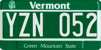 VT license plate YZN052