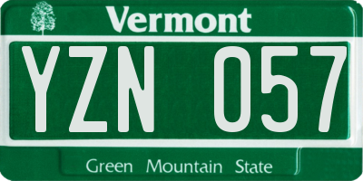 VT license plate YZN057