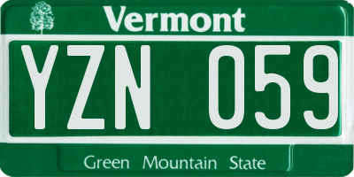 VT license plate YZN059