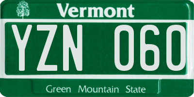 VT license plate YZN060