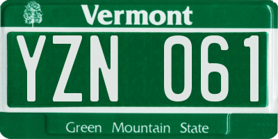 VT license plate YZN061