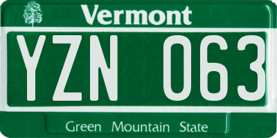 VT license plate YZN063