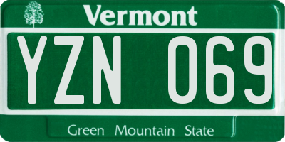 VT license plate YZN069