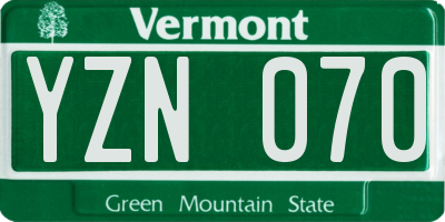 VT license plate YZN070