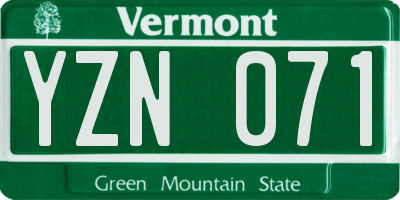 VT license plate YZN071