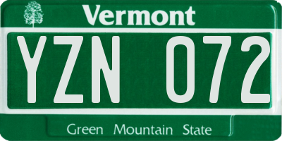 VT license plate YZN072