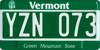 VT license plate YZN073