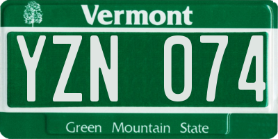 VT license plate YZN074