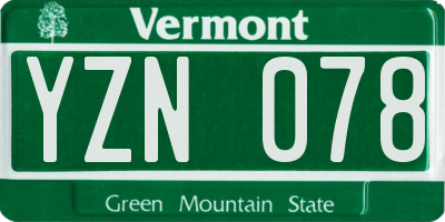 VT license plate YZN078