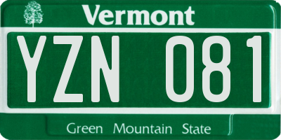 VT license plate YZN081