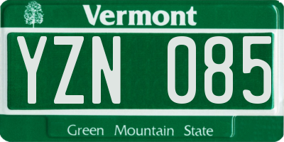 VT license plate YZN085