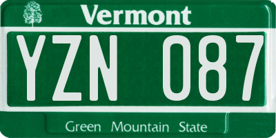 VT license plate YZN087