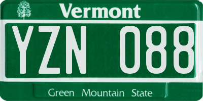 VT license plate YZN088