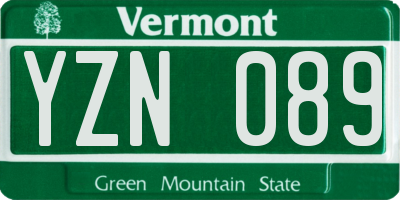 VT license plate YZN089
