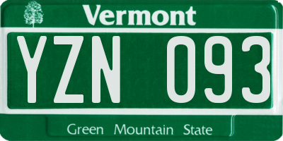 VT license plate YZN093