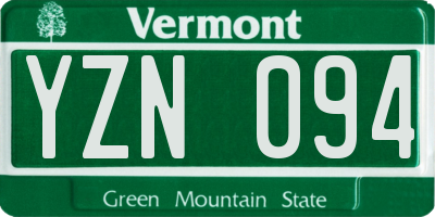 VT license plate YZN094
