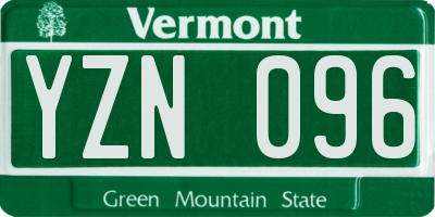 VT license plate YZN096