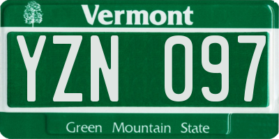 VT license plate YZN097