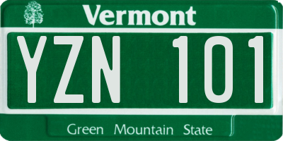 VT license plate YZN101