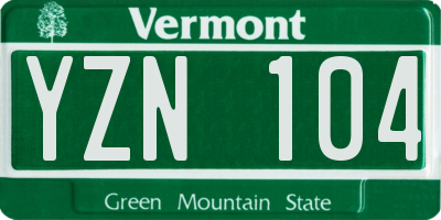 VT license plate YZN104