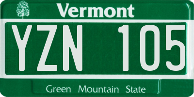 VT license plate YZN105