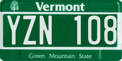 VT license plate YZN108