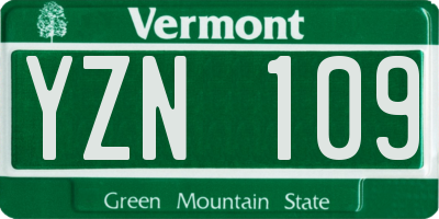 VT license plate YZN109