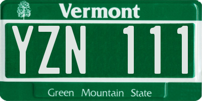 VT license plate YZN111