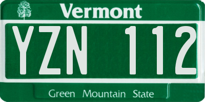 VT license plate YZN112