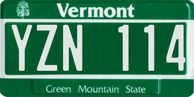 VT license plate YZN114