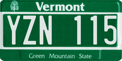 VT license plate YZN115