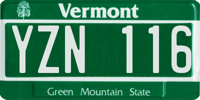 VT license plate YZN116