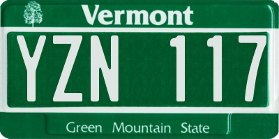 VT license plate YZN117