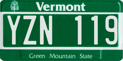 VT license plate YZN119