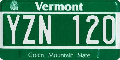 VT license plate YZN120