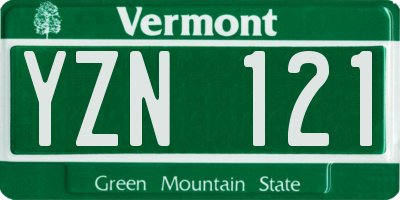 VT license plate YZN121