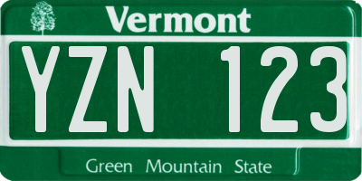 VT license plate YZN123
