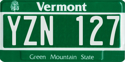 VT license plate YZN127