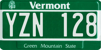 VT license plate YZN128