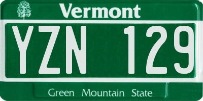 VT license plate YZN129