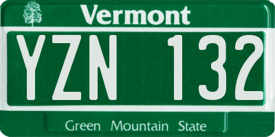 VT license plate YZN132