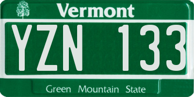 VT license plate YZN133