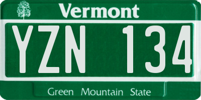 VT license plate YZN134