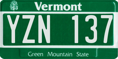 VT license plate YZN137