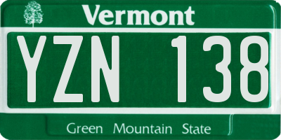 VT license plate YZN138