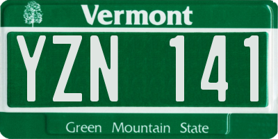 VT license plate YZN141