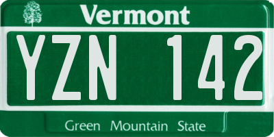VT license plate YZN142